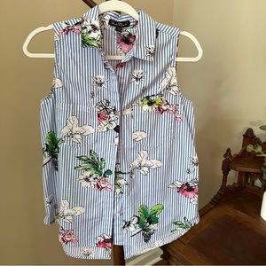 Velvet Heart Sleeveless Floral Button Front Top Shirt XS